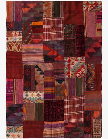 4' 1 x 6' Hand Woven Kilim Patchwork Wool Rug