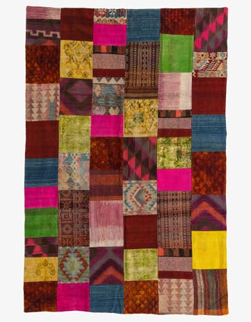 6' 6 x 9' 10 Hand Woven Kilim Patchwork Wool Rug