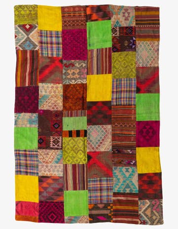 6' 7 x 9' 10 Hand Woven Kilim Patchwork Wool Rug
