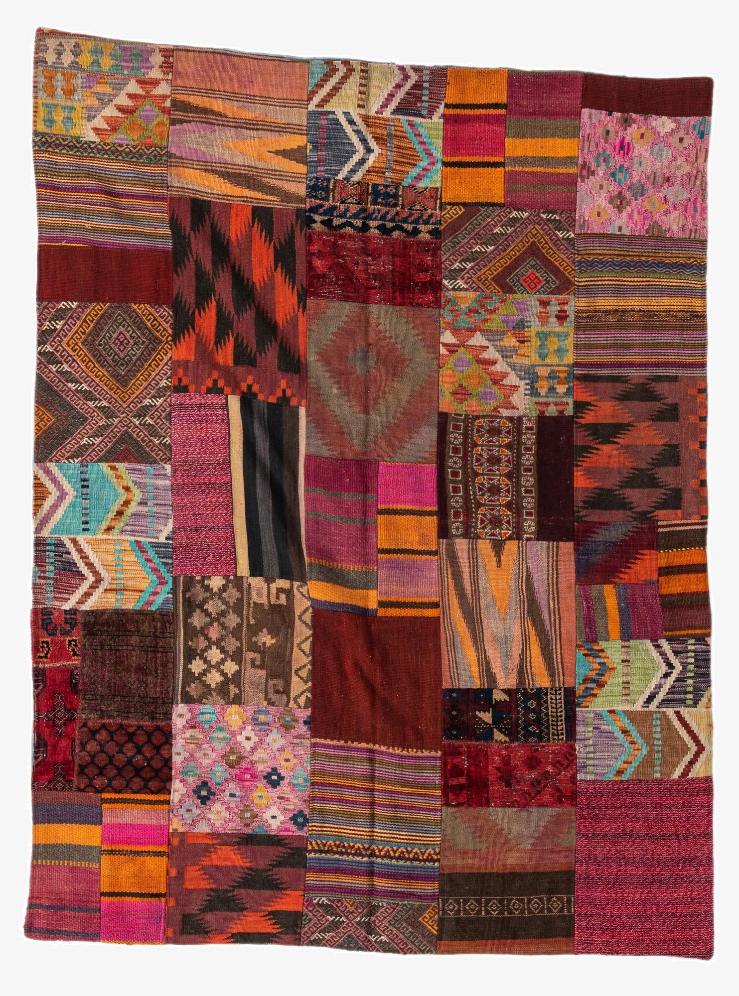 5' 1 x 6' 9  Hand Woven Kilim Patchwork Wool Rug