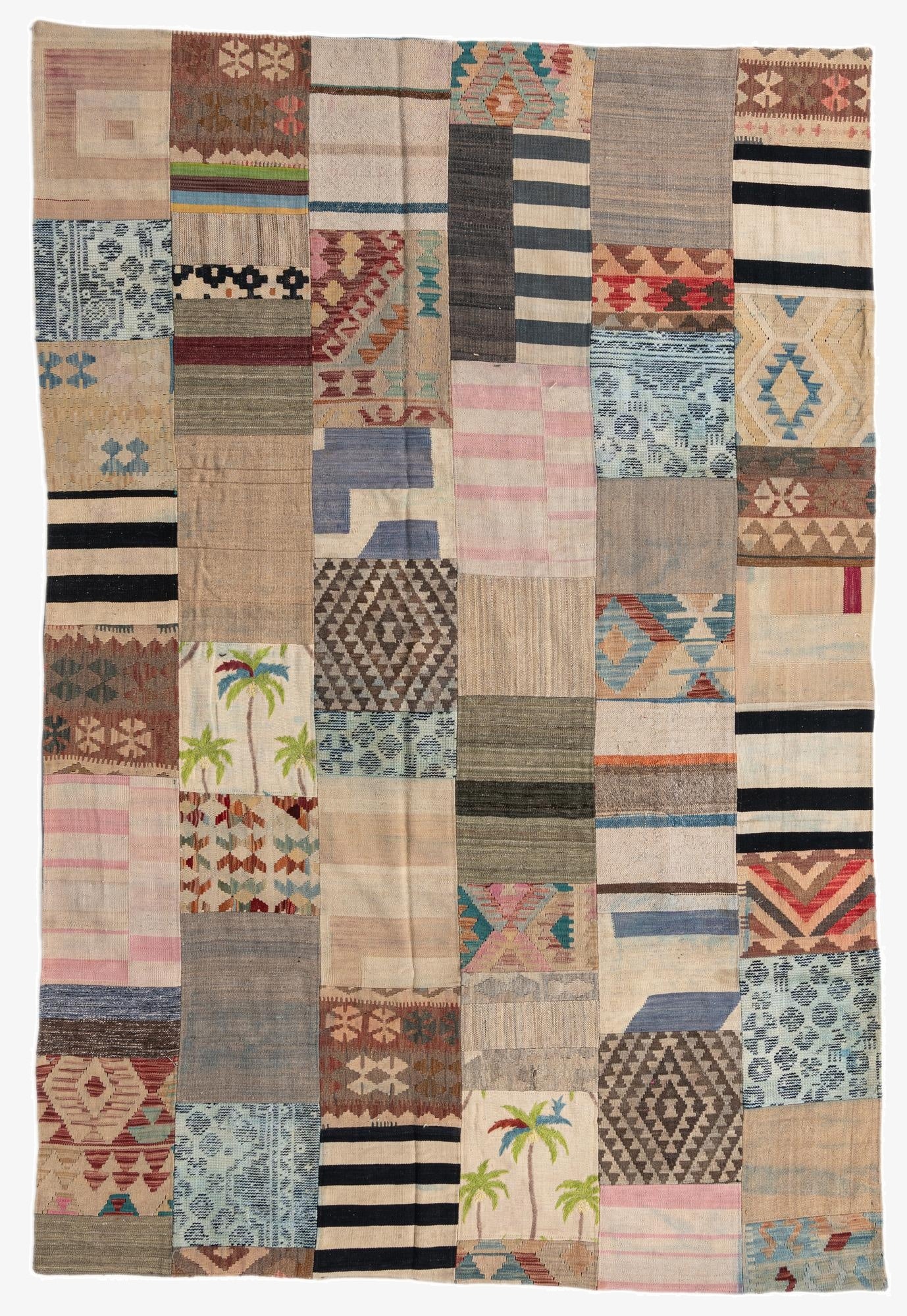 6' 7 x 9' 10  Hand Woven Kilim Patchwork Wool Rug