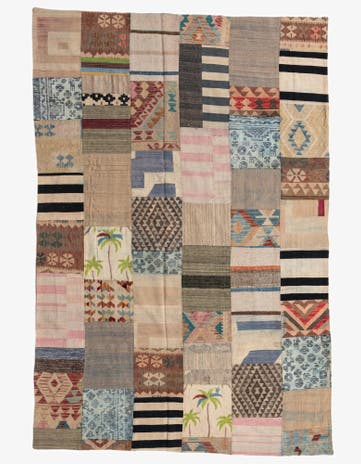 6' 7 x 9' 10 Hand Woven Kilim Patchwork Wool Rug