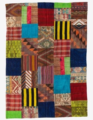 5' 6 x 7' 9 Hand Woven Kilim Patchwork Wool Rug