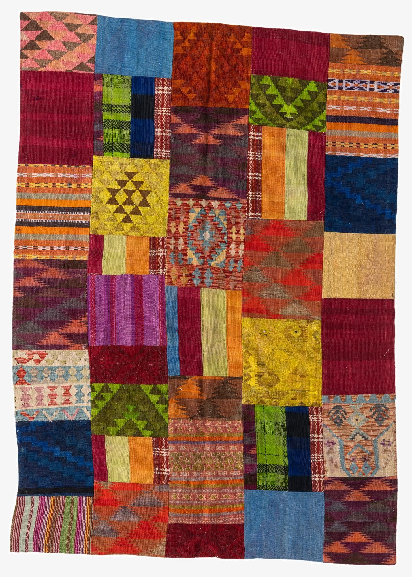 5' 8 x 8'  Hand Woven Kilim Patchwork Wool Rug