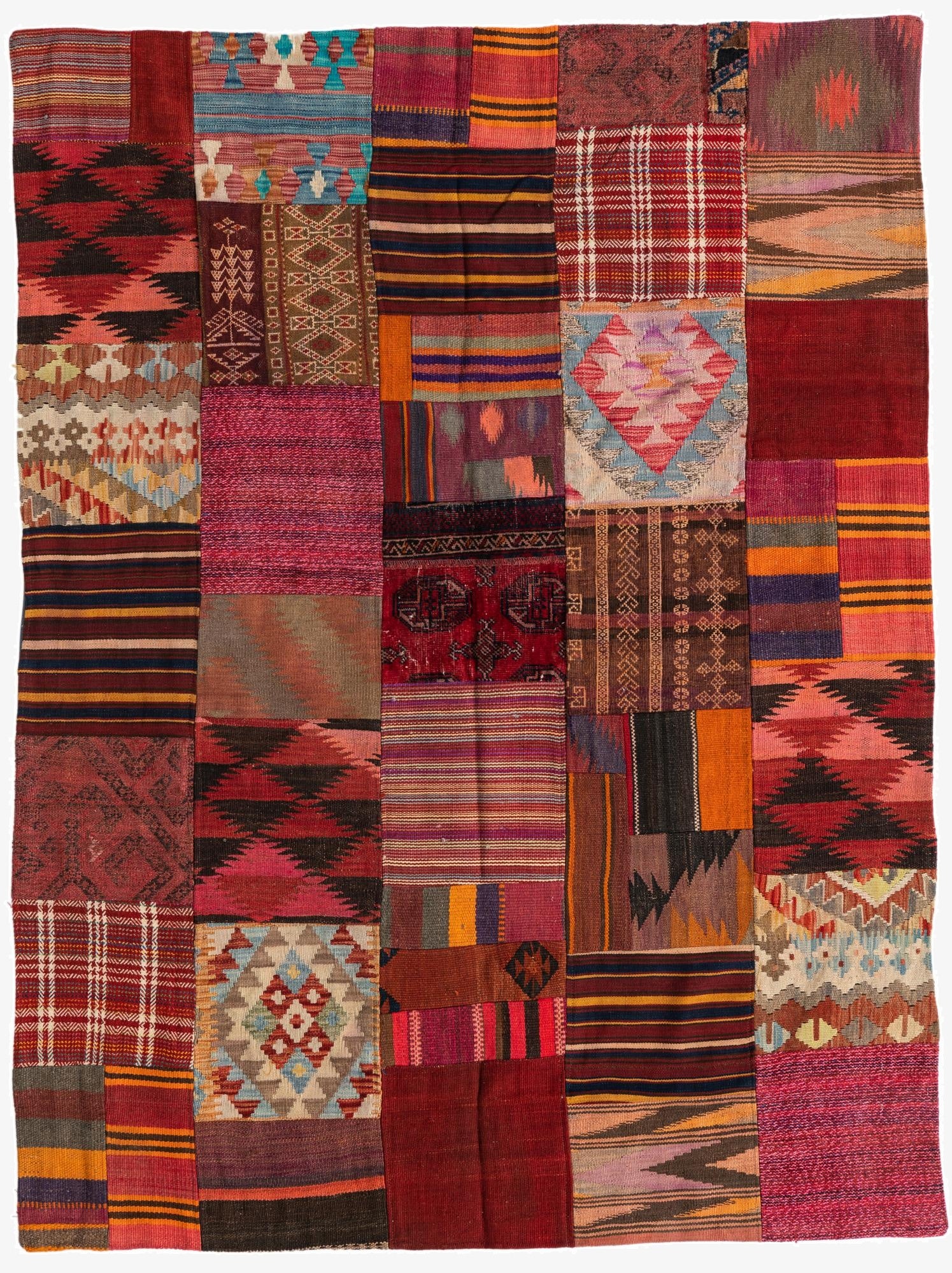 5' x 6' 8  Hand Woven Kilim Patchwork Wool Rug