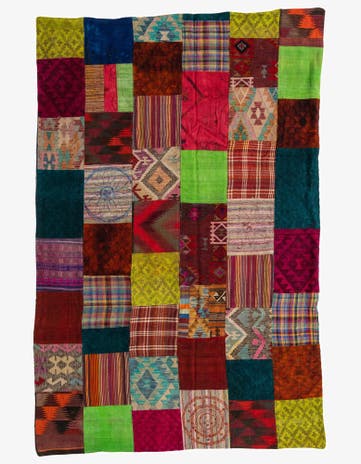 6' 6 x 9' 10 Hand Woven Kilim Patchwork Wool Rug