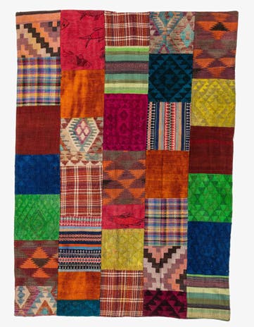 5' 5 x 7' 9 Hand Woven Kilim Patchwork Wool Rug