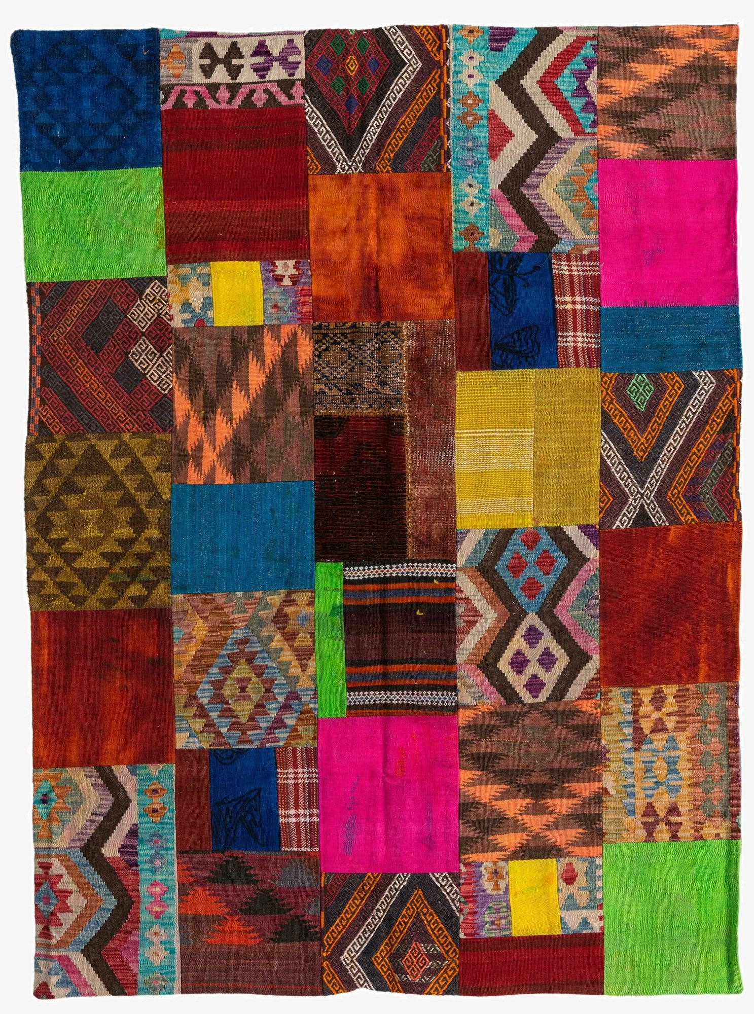 5' 7 x 7' 6  Hand Woven Kilim Patchwork Wool Rug
