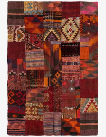 4' x 6' Hand Woven Kilim Patchwork Wool Rug