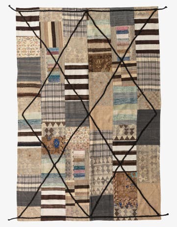 6' 6 x 9' 7 Hand Woven Kilim Patchwork Wool Rug