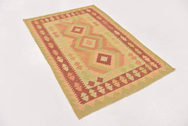 Detail image of 3' 4 x 5' 2 Hand Woven Kilim Waziri Wool Rug