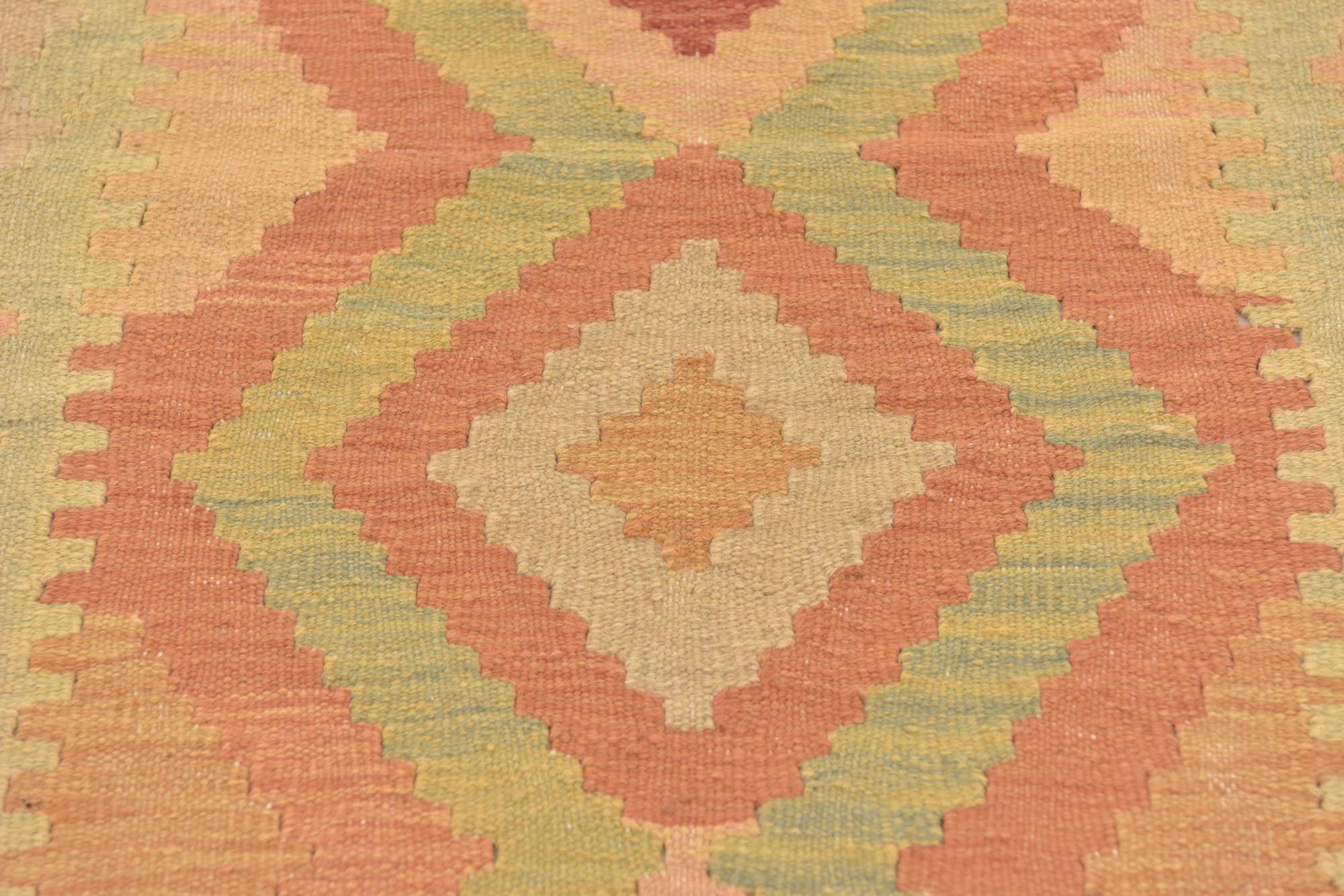 3' 4 x 5' 2 Hand Woven Kilim Waziri Wool Rug
