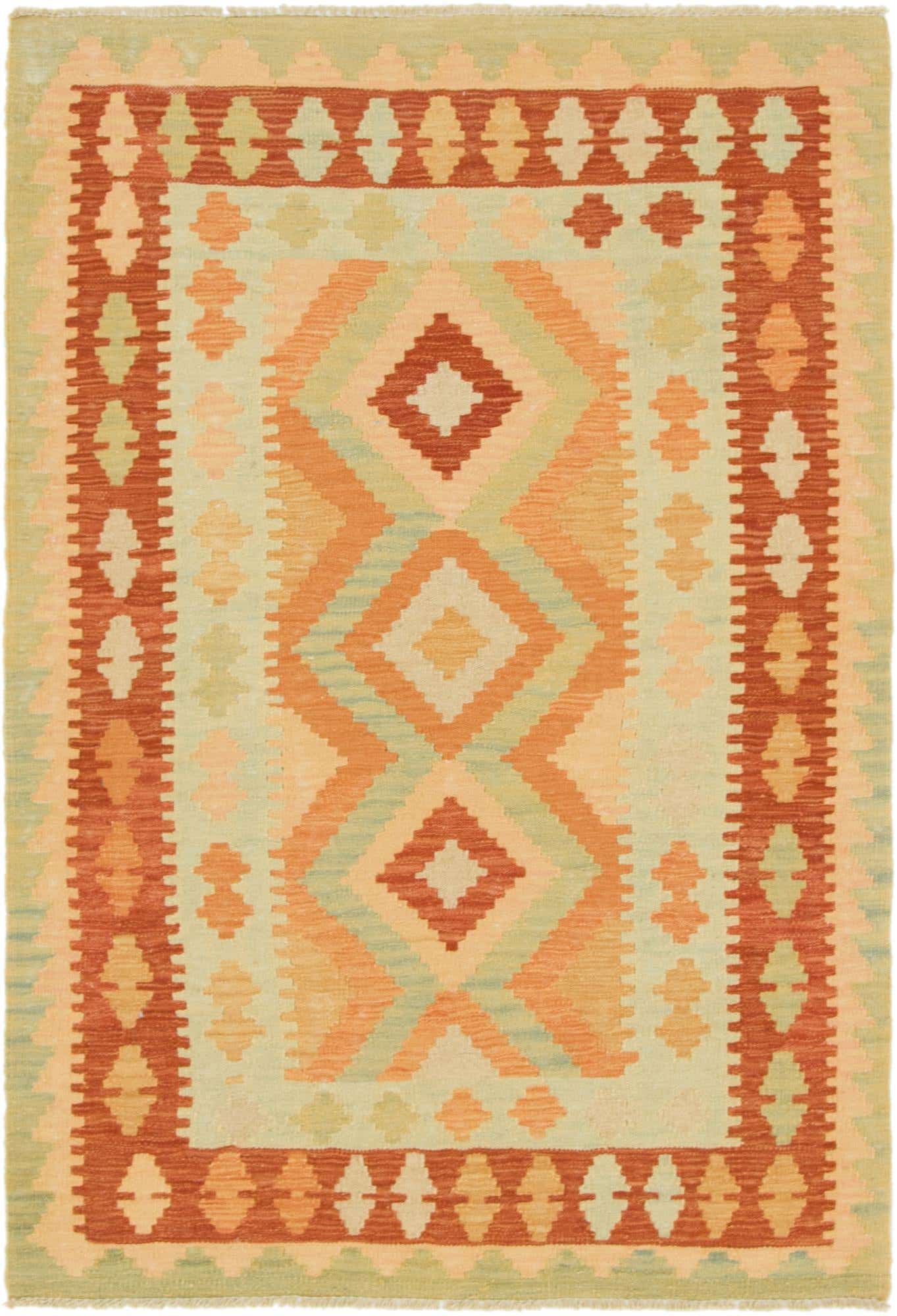 3' 4 x 5' 2 Hand Woven Kilim Waziri Wool Rug