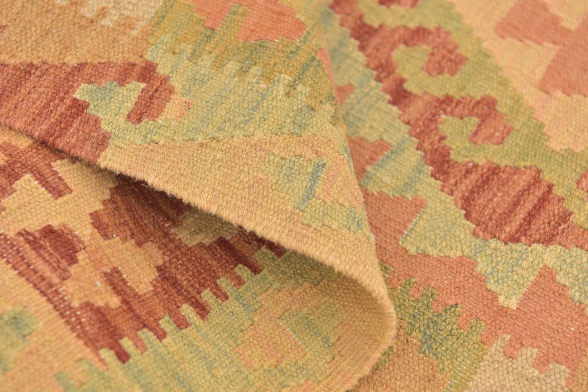 3' 2 x 5' 2 Hand Woven Kilim Waziri Wool Rug