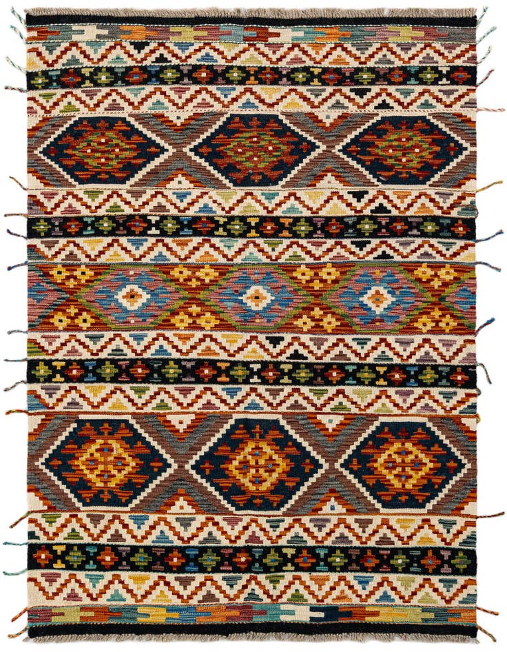 Detail image of 4' x 5' 9 Hand Knotted Marok Kilim Rug