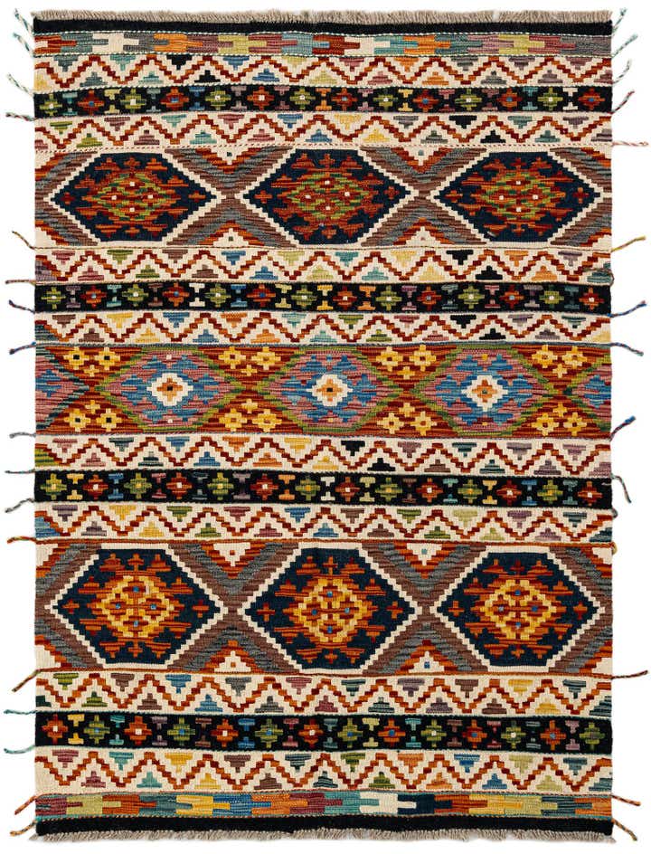 4' x 5' 9 Hand Knotted Marok Kilim Rug