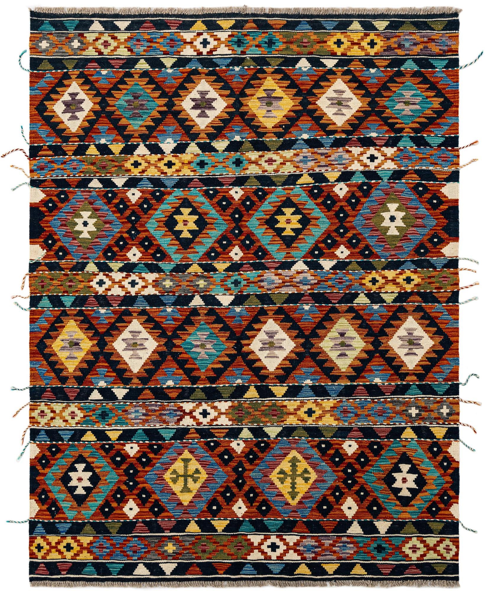 145cm x 195cm anudado a mano Marok Kilim Alfombra