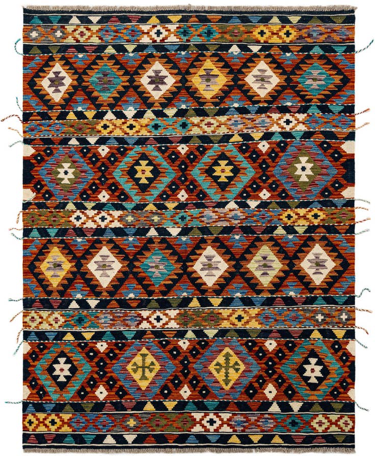 Detail image of 4' 10 x 6' 6 Hand Knotted Marok Kilim Rug