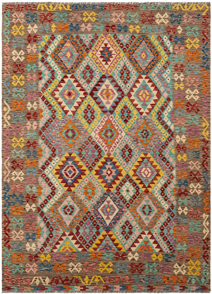 Detail image of 7' 1 x 9' 5 Hand Knotted Marok Kilim Rug