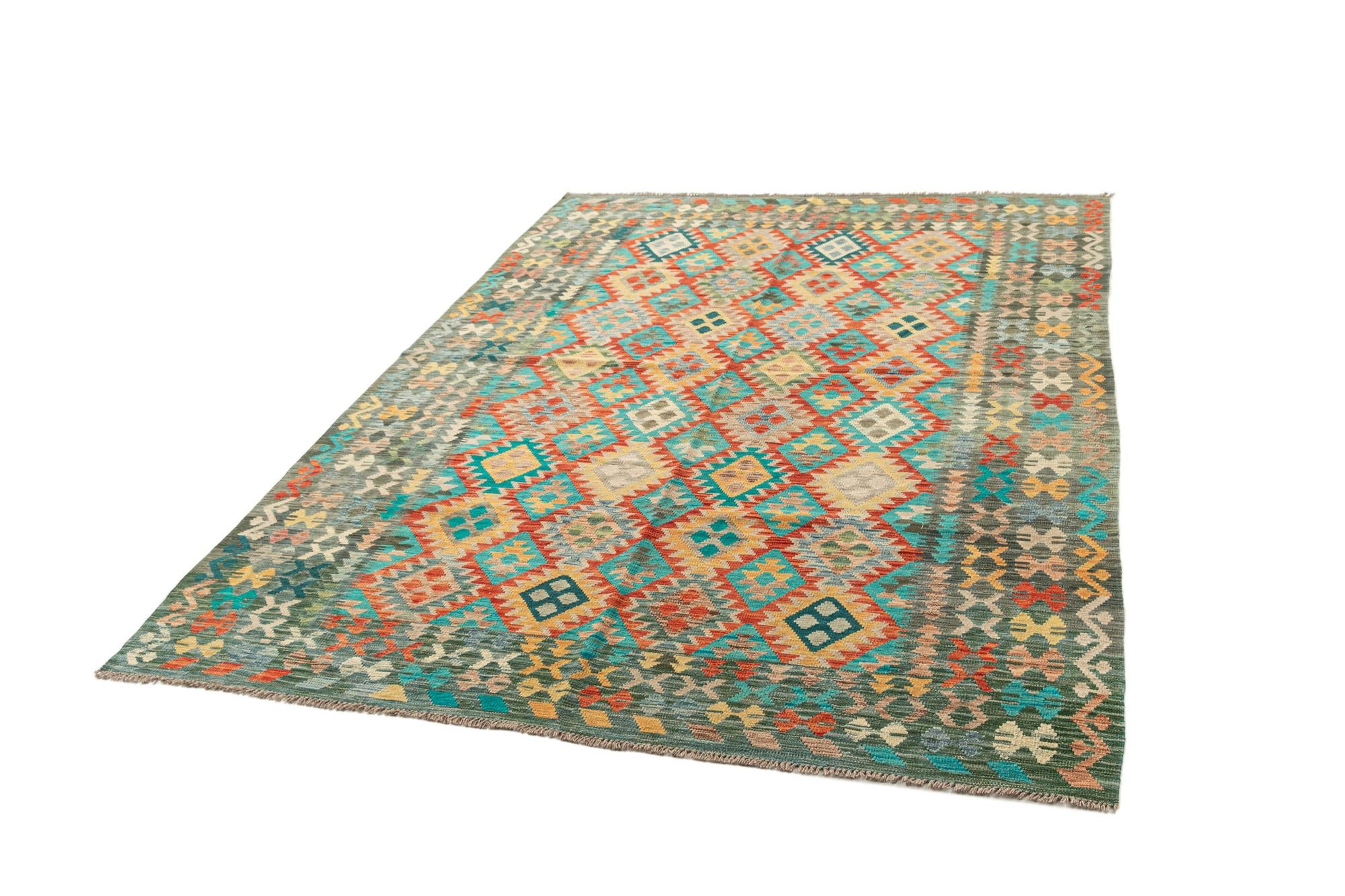 6' 11 x 9' 7 Hand Knotted Marok Kilim Rug