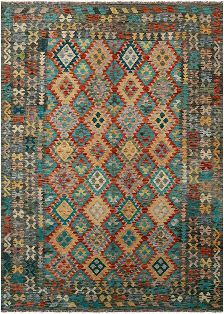 6' 11 x 9' 7 Hand Knotted Marok Kilim Rug