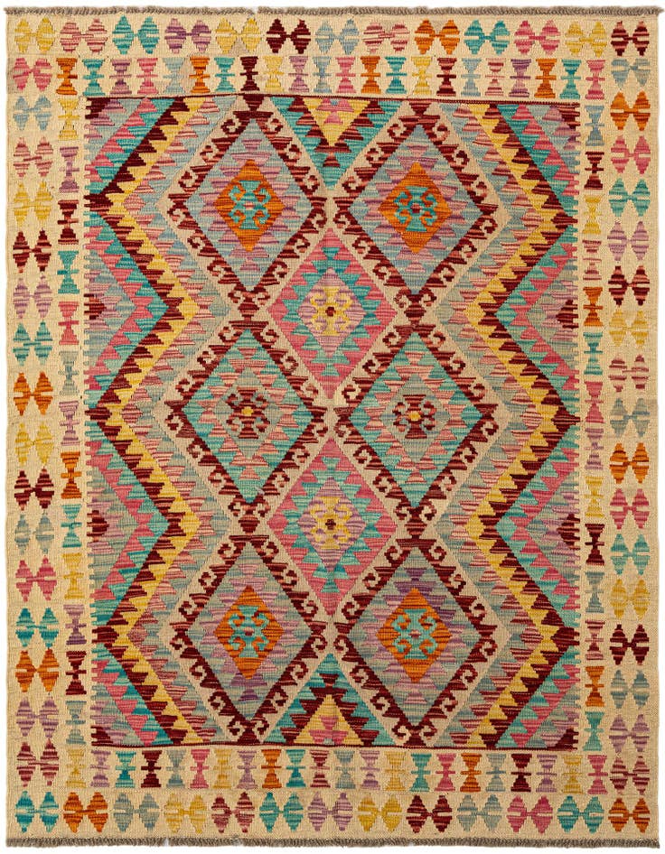 Detail image of 5' 1 x 6' 8 Hand Knotted Marok Kilim Rug