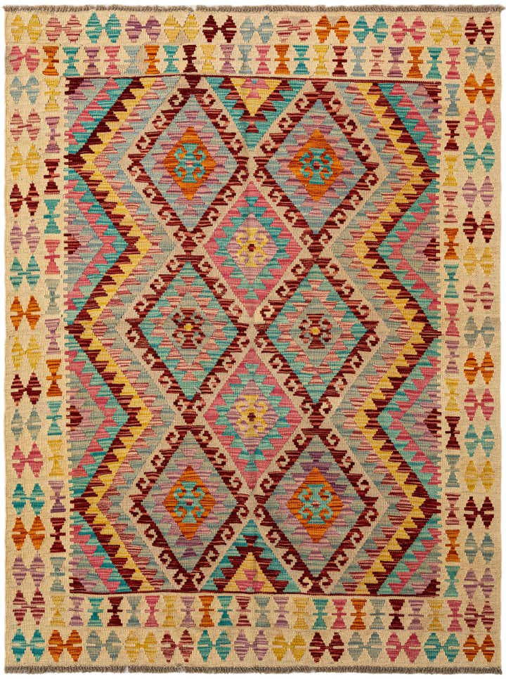 5' 1 x 6' 8 Hand Knotted Marok Kilim Rug
