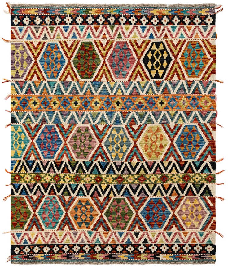 Detail image of 5' 2 x 6' 5 Hand Knotted Marok Kilim Rug
