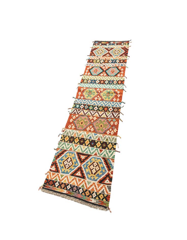 Detail image of 3' x 9' 9  Hand Knotted Marok Kilim Rug