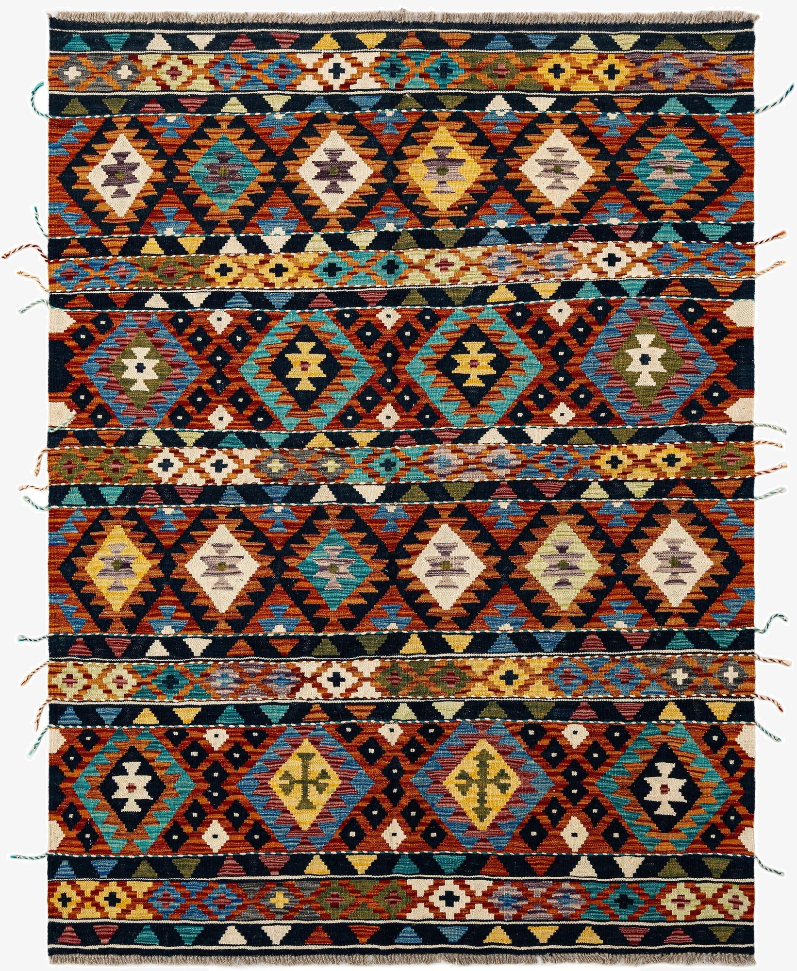 4' 10 x 6' 6  Hand Knotted Marok Kilim Rug