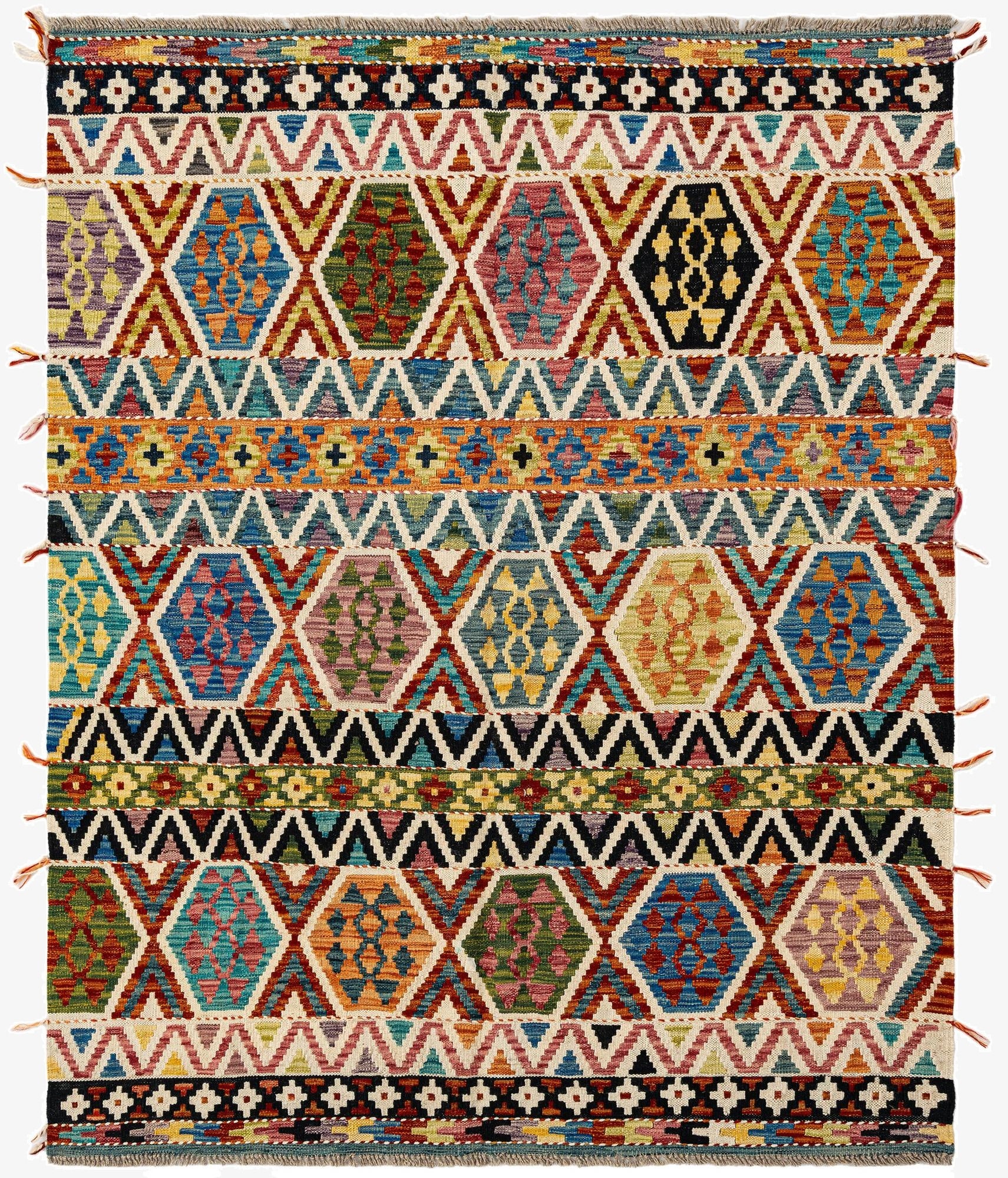 5' 2 x 6' 5  Hand Knotted Marok Kilim Rug