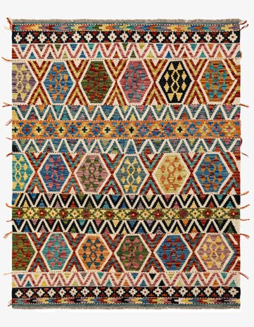 5' 2 x 6' 5 Hand Knotted Marok Kilim Rug