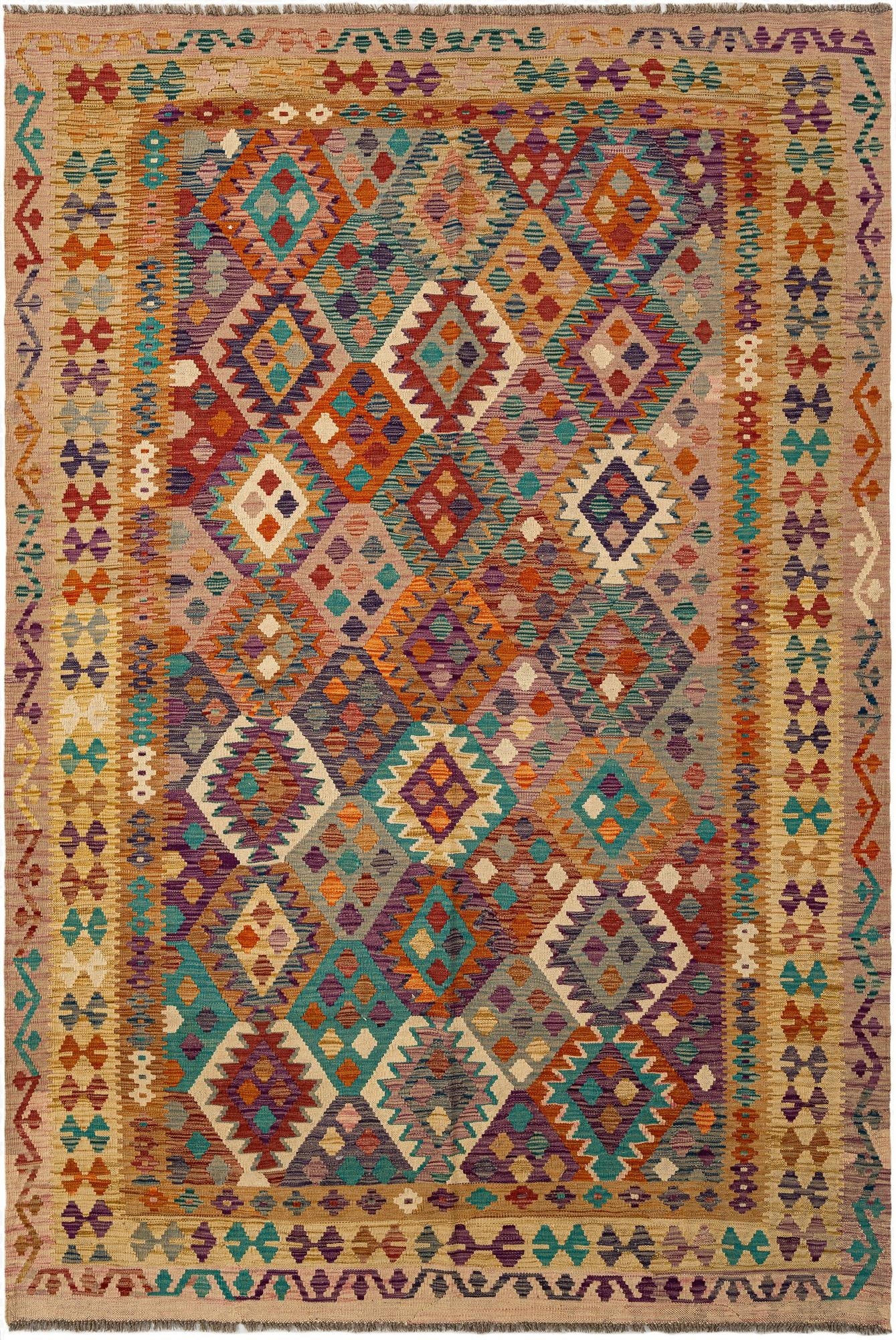 6' 8 x 9' 9  Hand Knotted Marok Kilim Rug