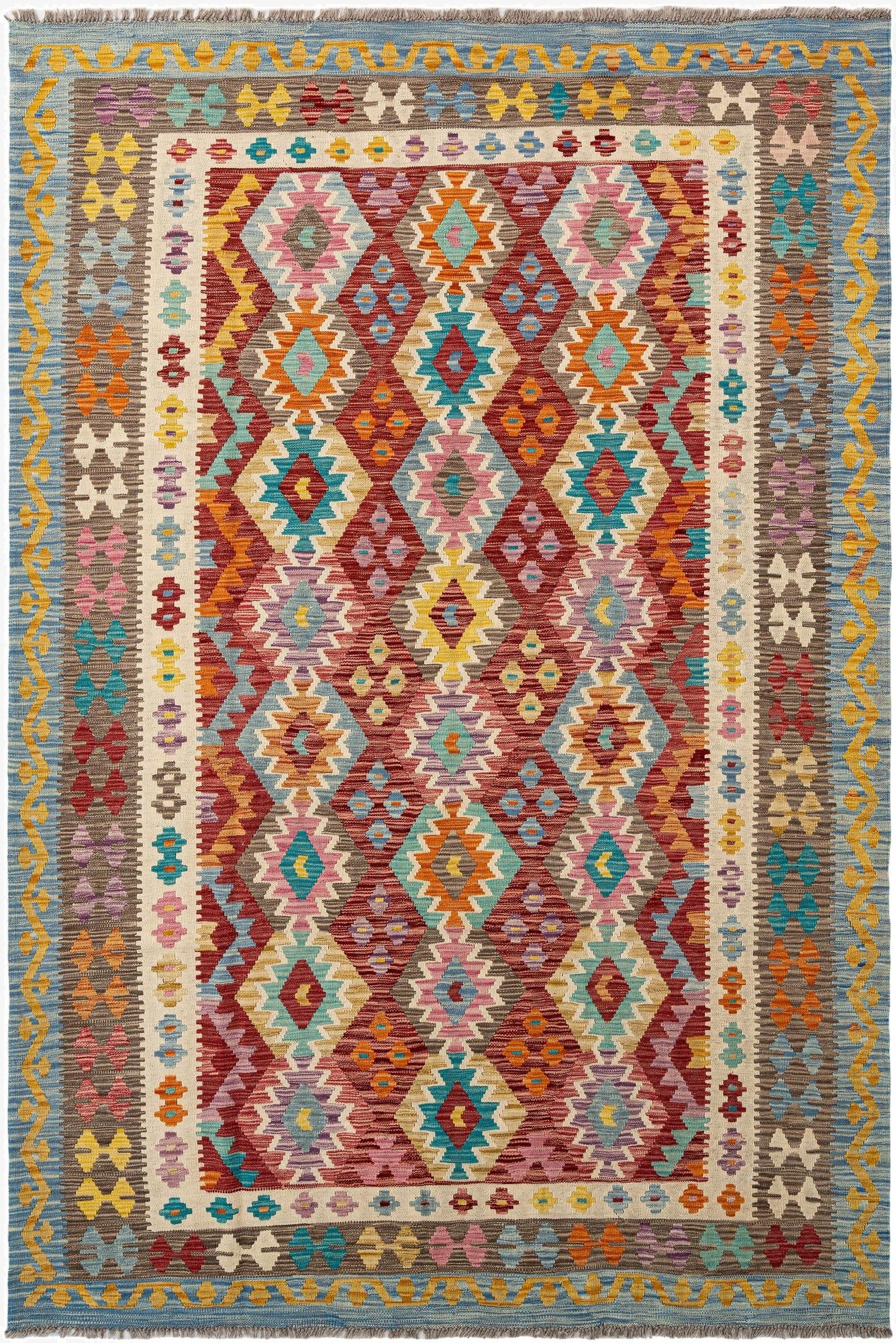 6' 6 x 9' 7  Hand Knotted Marok Kilim Rug