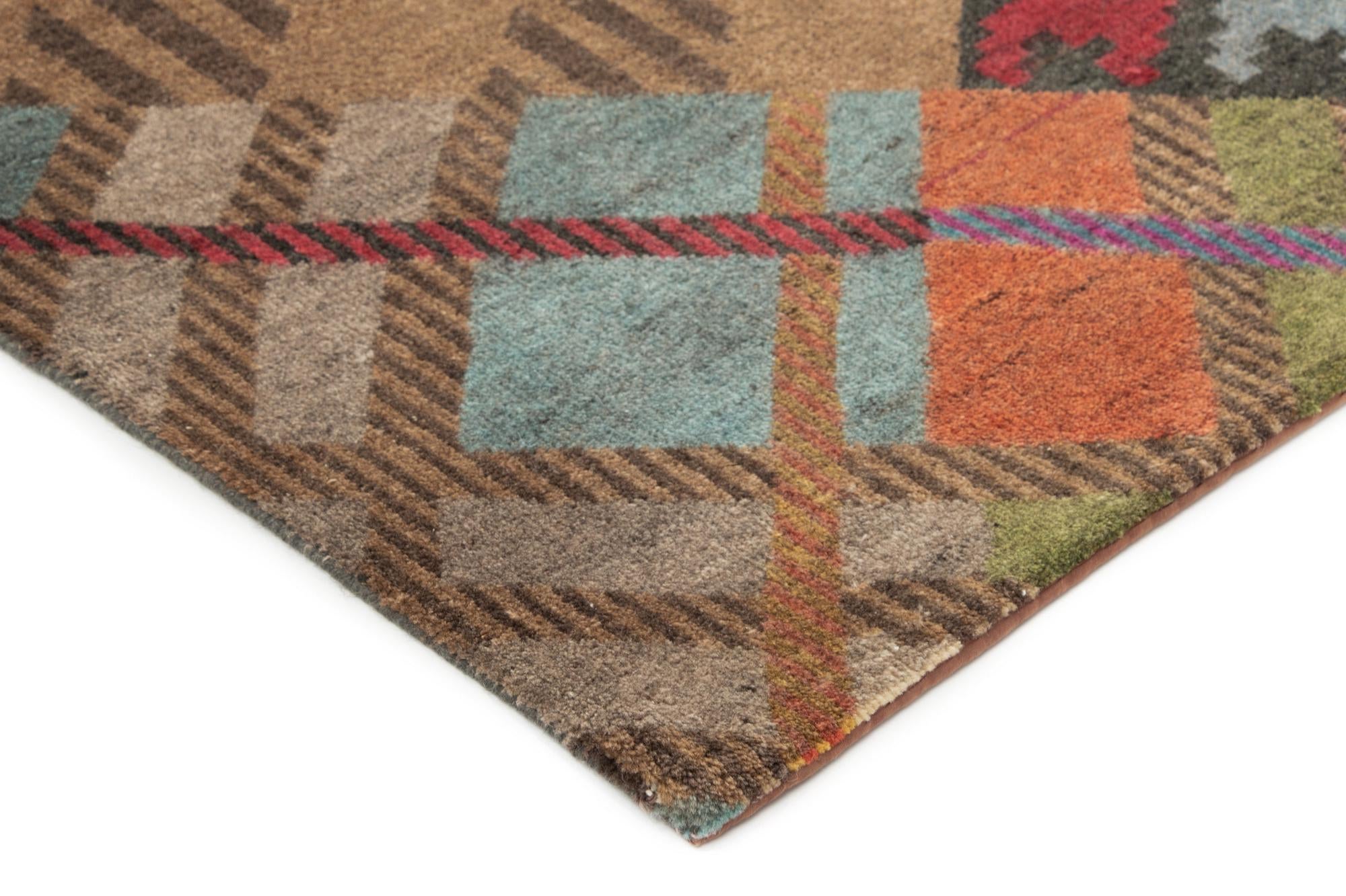 8' 1 x 10' Hand Knotted Modern Manshu Wool Rug