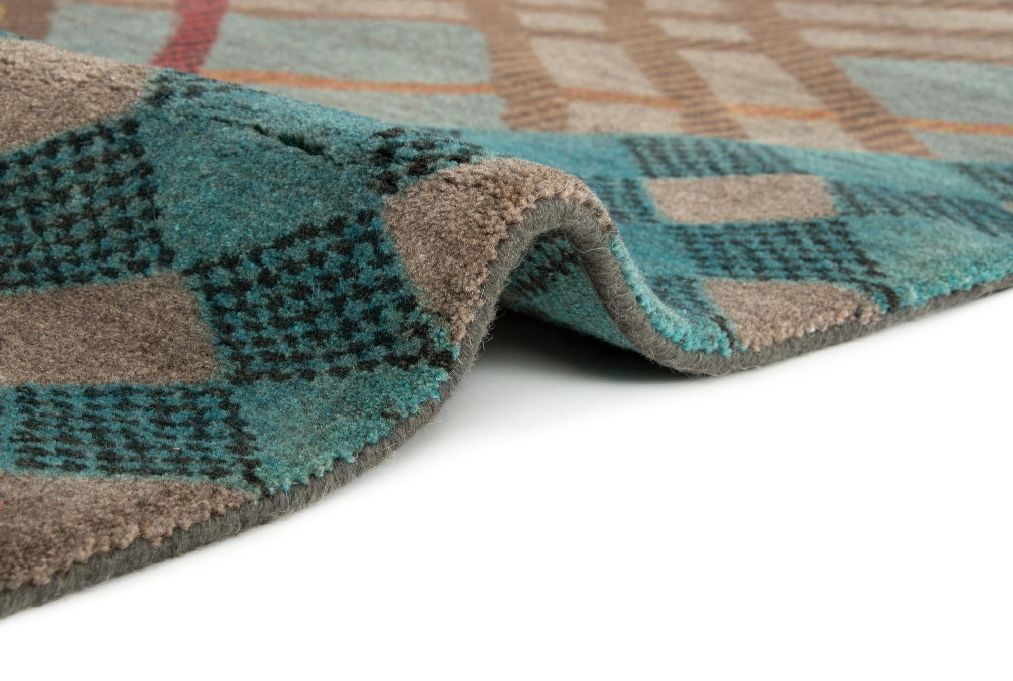 8' 1 x 10' Hand Knotted Modern Manshu Wool Rug