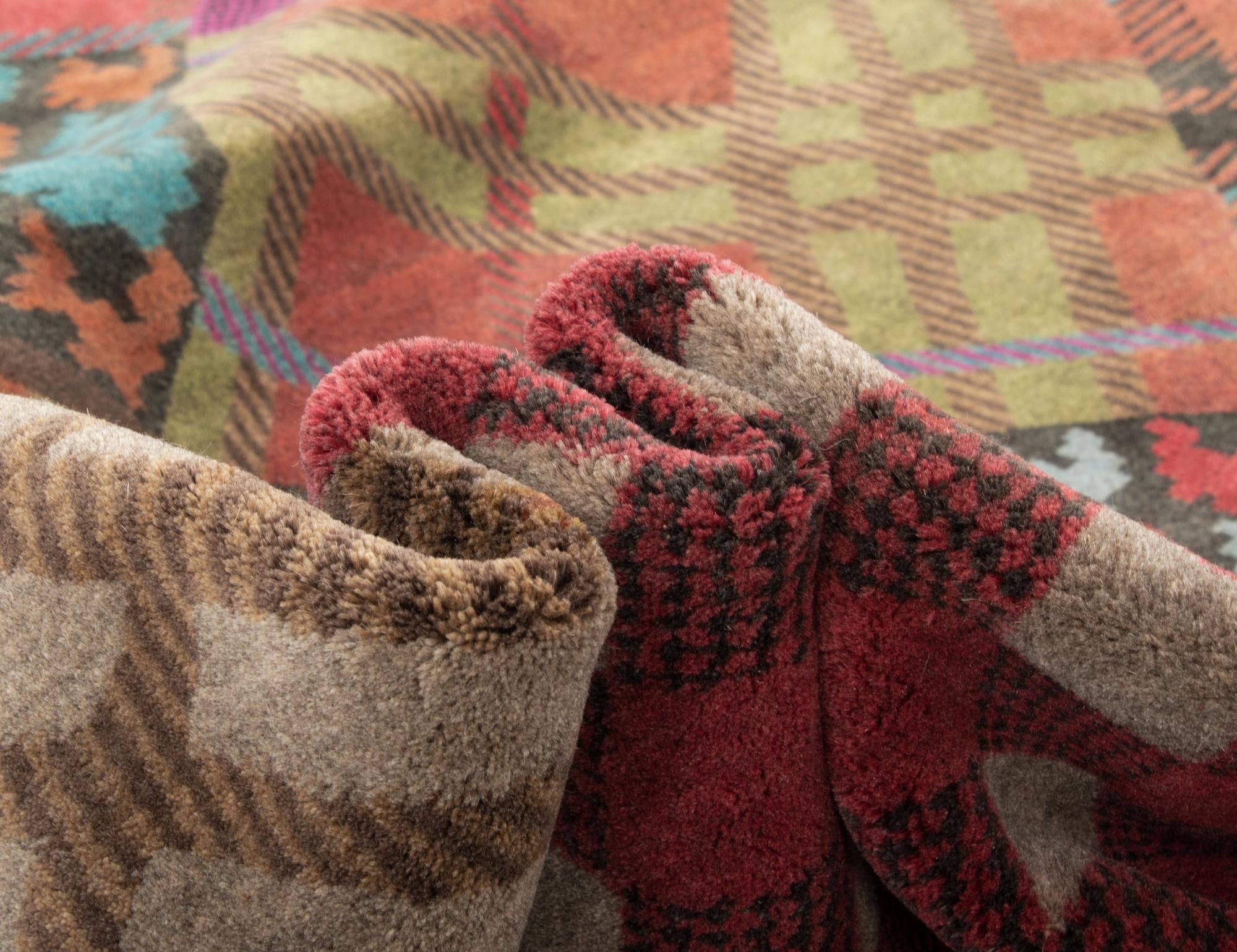 8' 1 x 10' Hand Knotted Modern Manshu Wool Rug