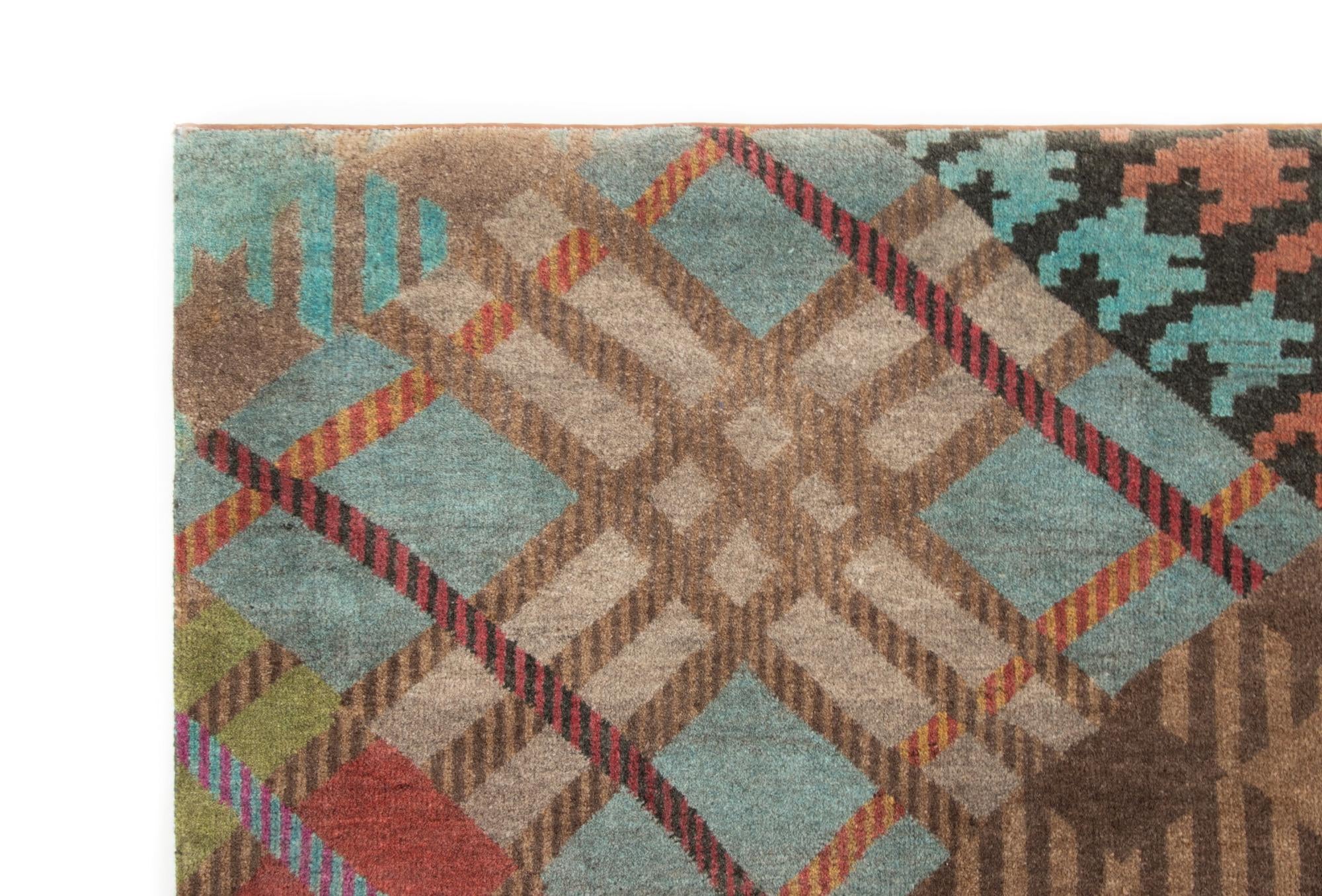 8' 1 x 10' Hand Knotted Modern Manshu Wool Rug
