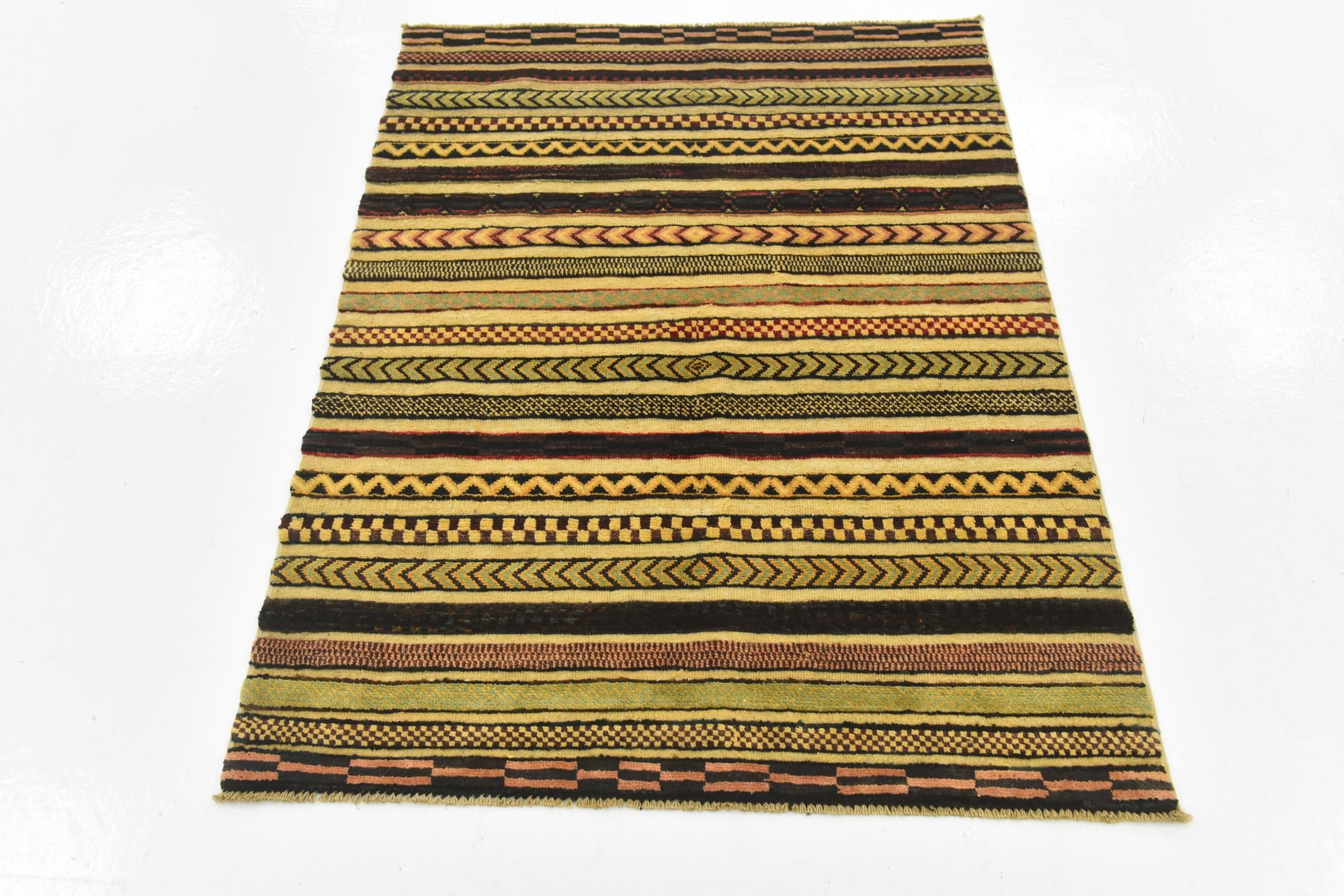 3' 4 x 4' 7 Hand Knotted Modern Ziegler Rug