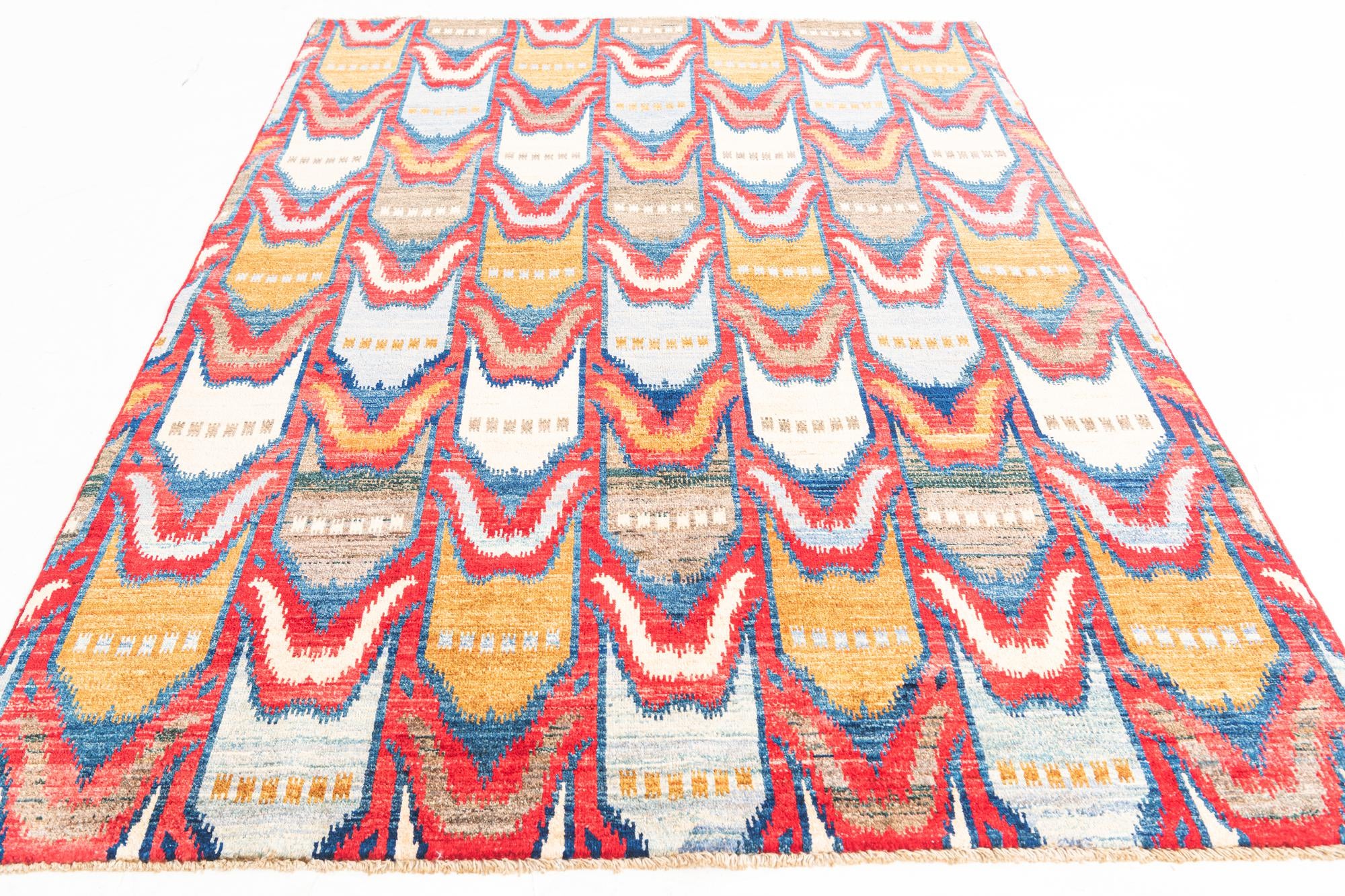 5' 9 x 8' Hand Knotted Modern Ziegler Rug