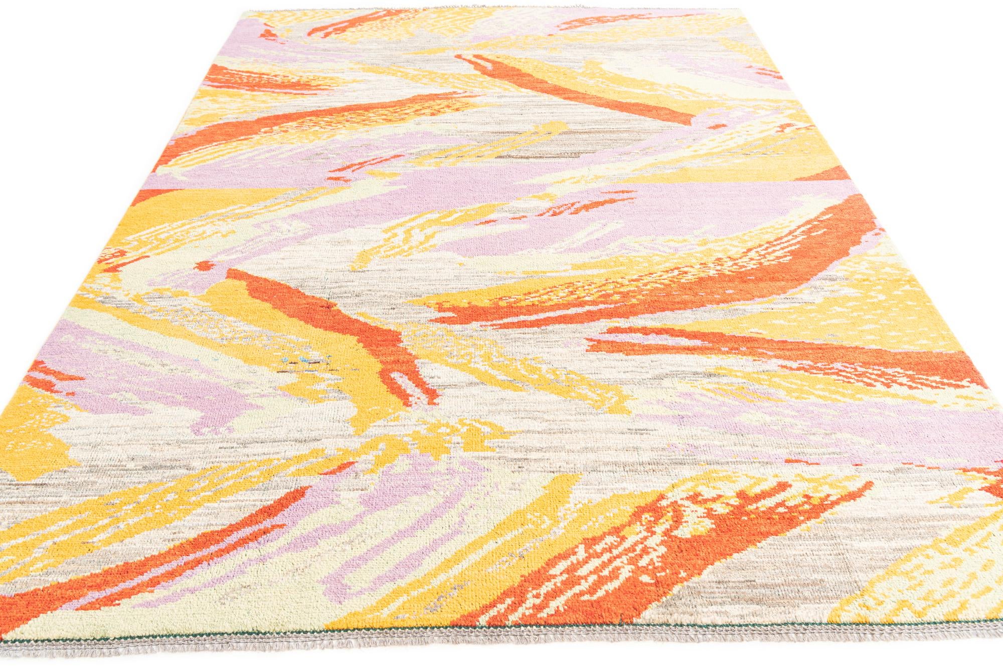 6' 8 x 9' 6 Hand Knotted Modern Ziegler Rug