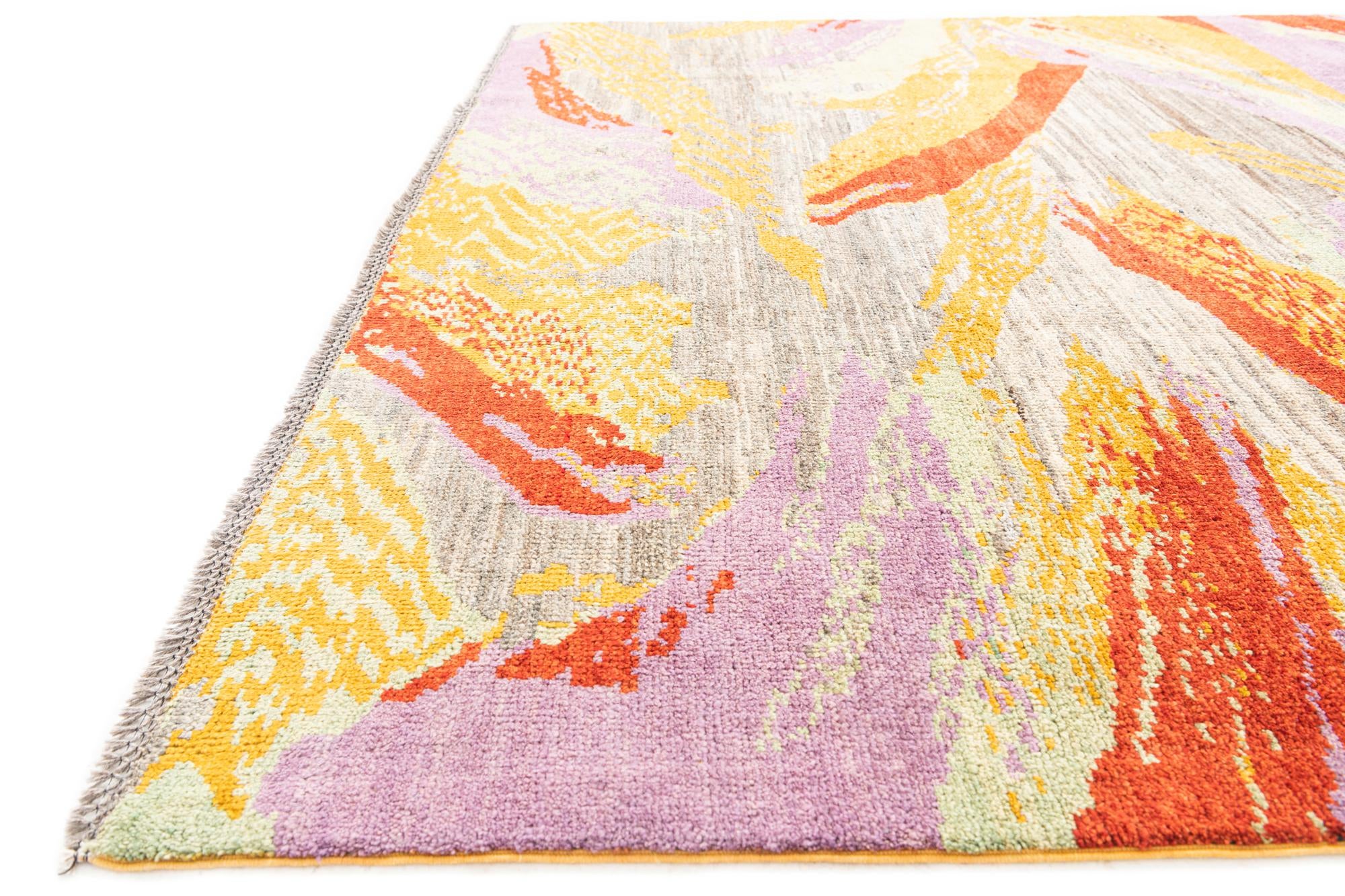 6' 8 x 9' 6 Hand Knotted Modern Ziegler Rug