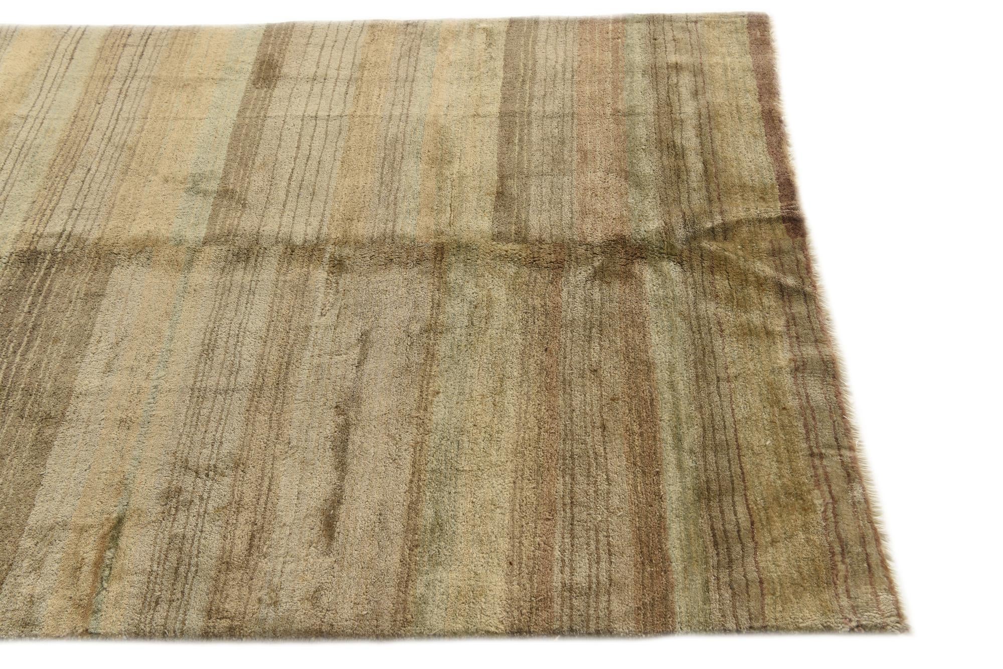 4' x 5' Hand Knotted Modern Ziegler Wool Rug