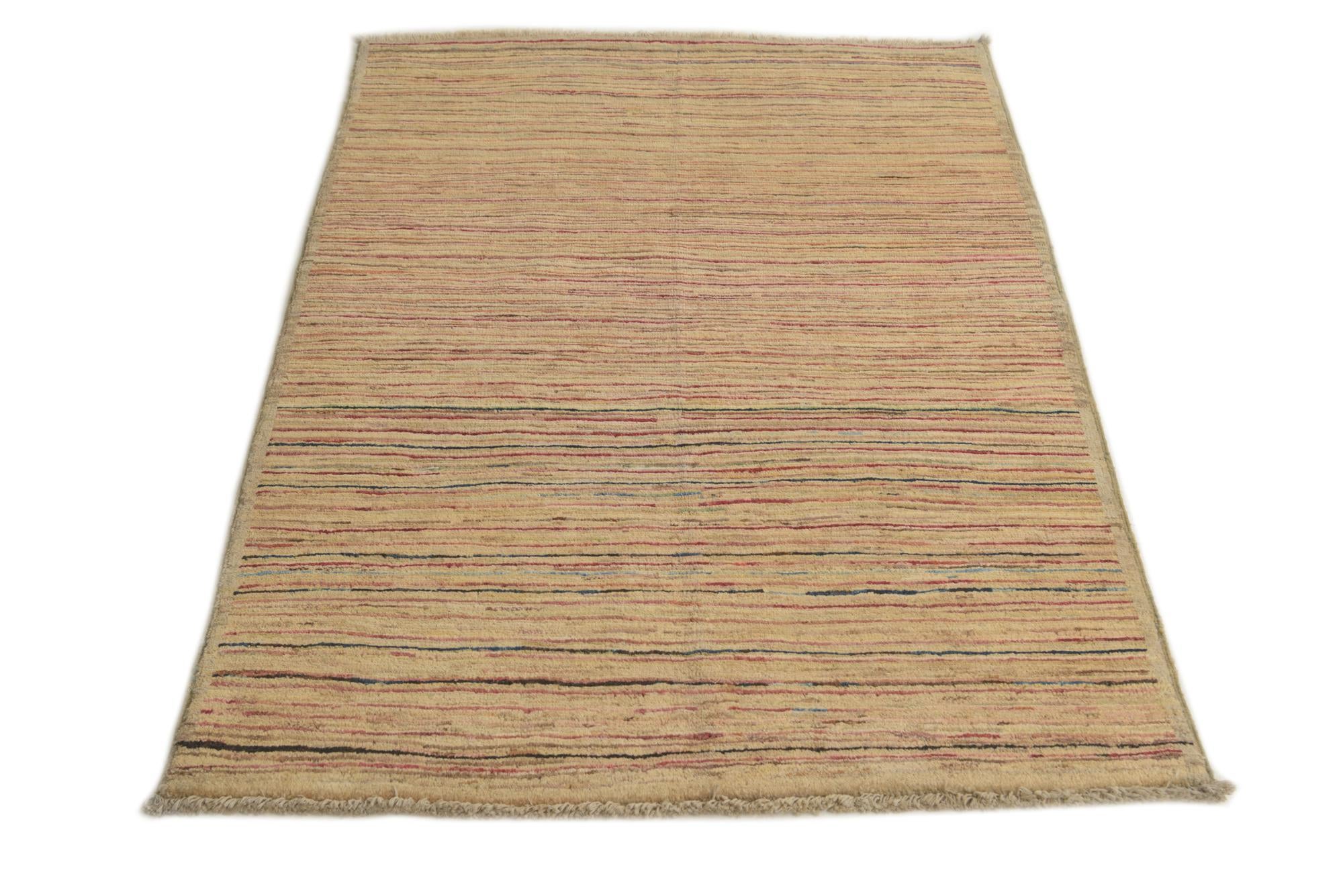 3' 4 x 4' 10 Hand Knotted Modern Ziegler Rug
