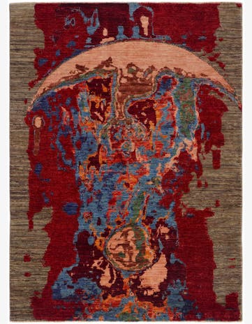 4' 11 x 6' 10 Hand Knotted Modern Ziegler Rug