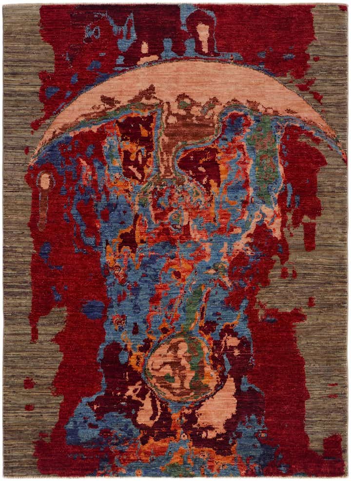 4' 11 x 6' 10 Hand Knotted Modern Ziegler Rug