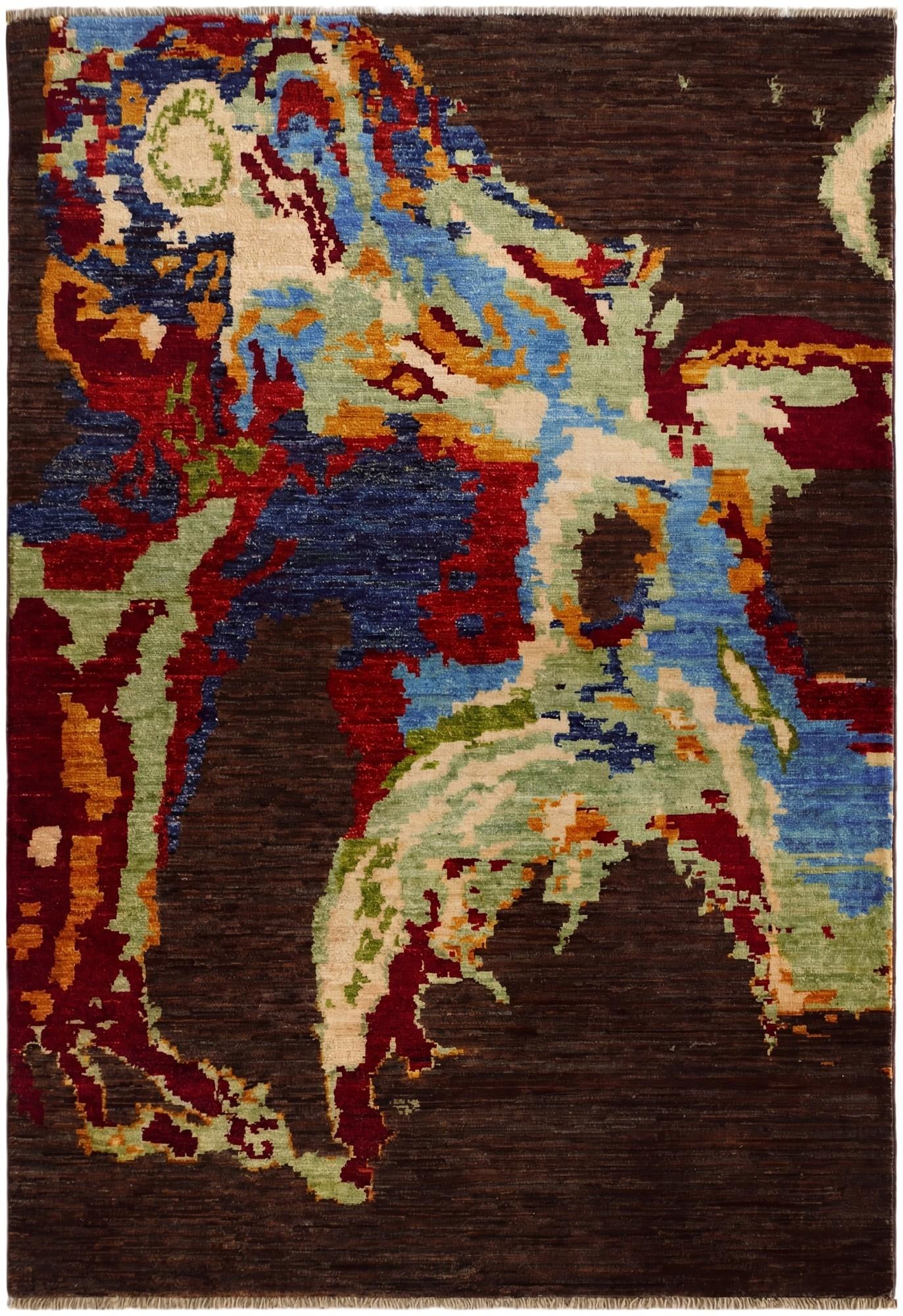 3' 5 x 4' 11 Hand Knotted Modern Ziegler Rug