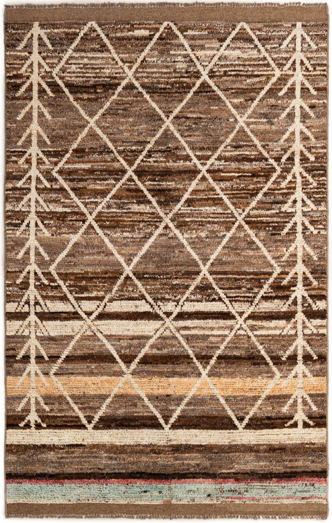 5' 4 x 8' 3 Hand Knotted Moroccan Wool Rug