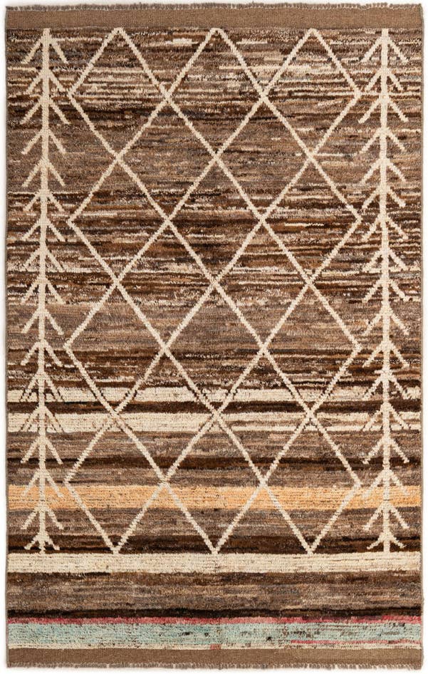 Detail image of 5' 4 x 8' 3 Hand Knotted Moroccan Wool Rug