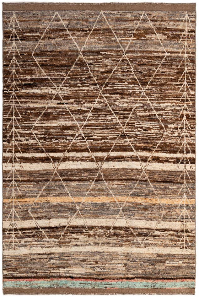 Detail image of 6' 6 x 9' 6 Hand Knotted Moroccan Wool Rug